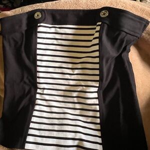 Black and White Striped Strapless Top